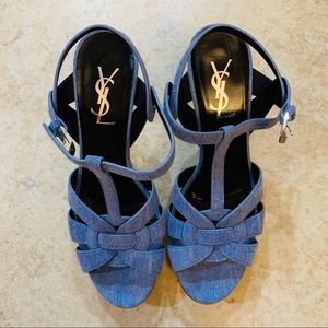 YSL Saint Laurent Tribute Denim 75mm heels
